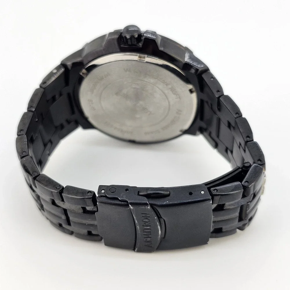 Armitron Men's Watch 46MM Black Dial Day Date Black Bracelet Band 6